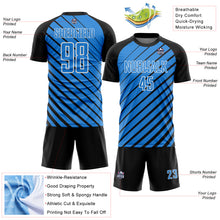 Charger l&#39;image dans la galerie, Custom Black Powder Blue-White Lines Sublimation Soccer Uniform Jersey
