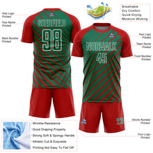 Load image into Gallery viewer, Custom Red Kelly Green-White Lines Sublimation Soccer Uniform Jersey
