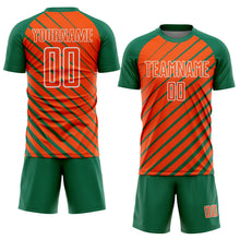 Load image into Gallery viewer, Custom Kelly Green Orange-White Lines Sublimation Soccer Uniform Jersey
