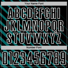 Load image into Gallery viewer, Custom Teal Black-White Lines Sublimation Soccer Uniform Jersey
