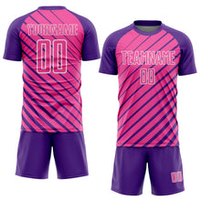 Load image into Gallery viewer, Custom Purple Pink-White Lines Sublimation Soccer Uniform Jersey
