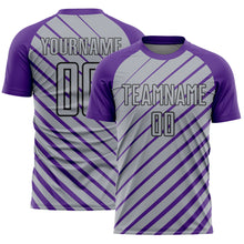 Load image into Gallery viewer, Custom Purple Gray-Black Lines Sublimation Soccer Uniform Jersey
