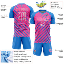 Charger l&#39;image dans la galerie, Custom Powder Blue Pink-White Lines Sublimation Soccer Uniform Jersey
