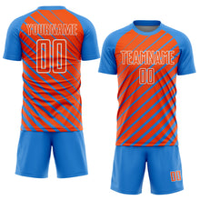 Charger l&#39;image dans la galerie, Custom Powder Blue Orange-White Lines Sublimation Soccer Uniform Jersey
