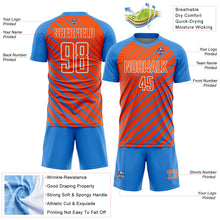 Charger l&#39;image dans la galerie, Custom Powder Blue Orange-White Lines Sublimation Soccer Uniform Jersey
