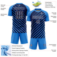 Charger l&#39;image dans la galerie, Custom Powder Blue Navy-White Lines Sublimation Soccer Uniform Jersey
