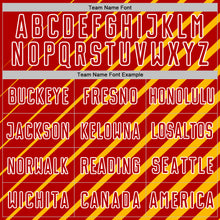 Load image into Gallery viewer, Custom Gold Red-White Lines Sublimation Soccer Uniform Jersey
