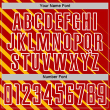 Load image into Gallery viewer, Custom Gold Red-White Lines Sublimation Soccer Uniform Jersey
