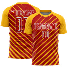 Load image into Gallery viewer, Custom Gold Red-White Lines Sublimation Soccer Uniform Jersey
