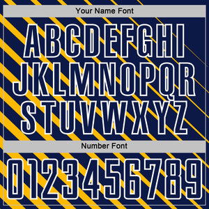 Custom Gold Navy-White Lines Sublimation Soccer Uniform Jersey