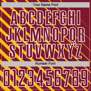 Custom Gold Crimson-White Lines Sublimation Soccer Uniform Jersey