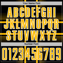 Load image into Gallery viewer, Custom Black Gold-White Lines Sublimation Soccer Uniform Jersey
