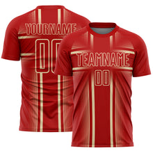 Load image into Gallery viewer, Custom Red Cream Lines Sublimation Soccer Uniform Jersey
