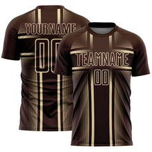 Load image into Gallery viewer, Custom Brown Cream Lines Sublimation Soccer Uniform Jersey
