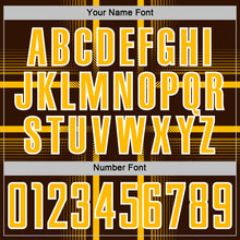Load image into Gallery viewer, Custom Brown Gold-White Lines Sublimation Soccer Uniform Jersey

