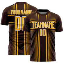 Load image into Gallery viewer, Custom Brown Gold-White Lines Sublimation Soccer Uniform Jersey
