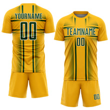 Load image into Gallery viewer, Custom Gold Green-White Lines Sublimation Soccer Uniform Jersey

