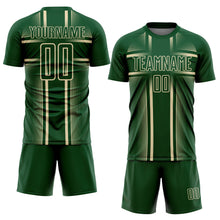 Загрузить изображение в средство просмотра галереи, Custom Green Cream Lines Sublimation Soccer Uniform Jersey
