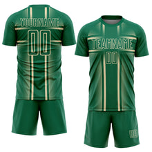 Загрузить изображение в средство просмотра галереи, Custom Kelly Green Cream Lines Sublimation Soccer Uniform Jersey
