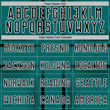 Load image into Gallery viewer, Custom Teal Black-White Lines Sublimation Soccer Uniform Jersey

