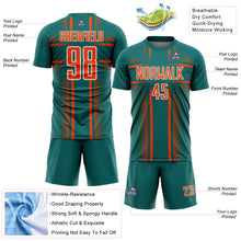 Load image into Gallery viewer, Custom Teal Orange-White Lines Sublimation Soccer Uniform Jersey
