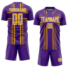 Load image into Gallery viewer, Custom Purple Gold-White Lines Sublimation Soccer Uniform Jersey
