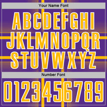 Load image into Gallery viewer, Custom Purple Gold-White Lines Sublimation Soccer Uniform Jersey
