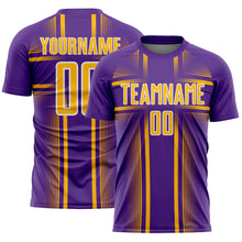Load image into Gallery viewer, Custom Purple Gold-White Lines Sublimation Soccer Uniform Jersey
