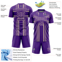 Load image into Gallery viewer, Custom Purple Cream Lines Sublimation Soccer Uniform Jersey
