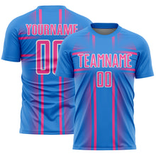 Charger l&#39;image dans la galerie, Custom Powder Blue Pink-White Lines Sublimation Soccer Uniform Jersey
