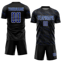 Load image into Gallery viewer, Custom Black Royal-White Slant Lines Sports Sublimation Soccer Uniform Jersey
