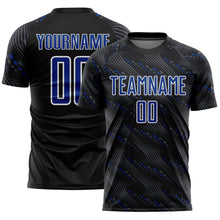 Load image into Gallery viewer, Custom Black Royal-White Slant Lines Sports Sublimation Soccer Uniform Jersey
