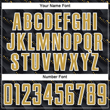 Load image into Gallery viewer, Custom Black Old Gold-White Slant Lines Sports Sublimation Soccer Uniform Jersey
