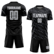 Load image into Gallery viewer, Custom Black Gray-White Slant Lines Sports Sublimation Soccer Uniform Jersey
