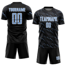 Load image into Gallery viewer, Custom Black Light Blue-White Slant Lines Sports Sublimation Soccer Uniform Jersey

