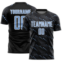 Load image into Gallery viewer, Custom Black Light Blue-White Slant Lines Sports Sublimation Soccer Uniform Jersey
