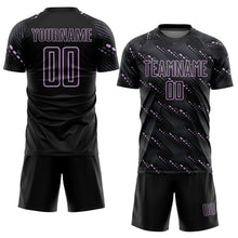 Load image into Gallery viewer, Custom Black Light Purple Slant Lines Sports Sublimation Soccer Uniform Jersey
