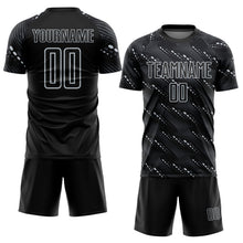 Load image into Gallery viewer, Custom Black Silver Slant Lines Sports Sublimation Soccer Uniform Jersey
