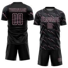 Load image into Gallery viewer, Custom Black Light Pink Slant Lines Sports Sublimation Soccer Uniform Jersey
