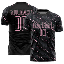 Load image into Gallery viewer, Custom Black Light Pink Slant Lines Sports Sublimation Soccer Uniform Jersey
