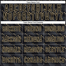 Load image into Gallery viewer, Custom Black Vegas Gold Slant Lines Sports Sublimation Soccer Uniform Jersey
