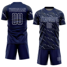 Load image into Gallery viewer, Custom Navy White Slant Lines Sports Sublimation Soccer Uniform Jersey

