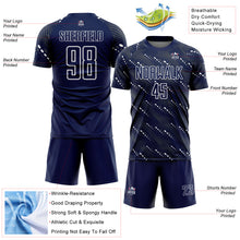 Load image into Gallery viewer, Custom Navy White Slant Lines Sports Sublimation Soccer Uniform Jersey

