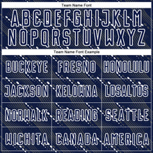 Load image into Gallery viewer, Custom Navy White Slant Lines Sports Sublimation Soccer Uniform Jersey
