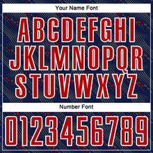 Load image into Gallery viewer, Custom Navy Red-White Slant Lines Sports Sublimation Soccer Uniform Jersey
