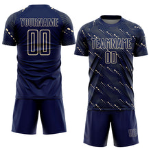 Load image into Gallery viewer, Custom Navy Cream Slant Lines Sports Sublimation Soccer Uniform Jersey
