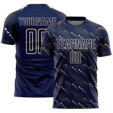 Load image into Gallery viewer, Custom Navy Cream Slant Lines Sports Sublimation Soccer Uniform Jersey
