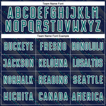 Load image into Gallery viewer, Custom Navy Teal-White Slant Lines Sports Sublimation Soccer Uniform Jersey
