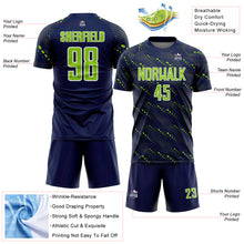 Load image into Gallery viewer, Custom Navy Neon Green-White Slant Lines Sports Sublimation Soccer Uniform Jersey
