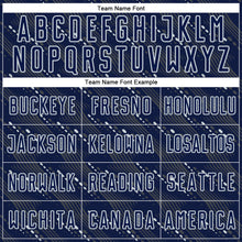 Load image into Gallery viewer, Custom Navy Silver Slant Lines Sports Sublimation Soccer Uniform Jersey
